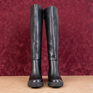 NY&C Women Aria Festival Party Black Vegan Leather Wide Calf Knee Boots sz 11