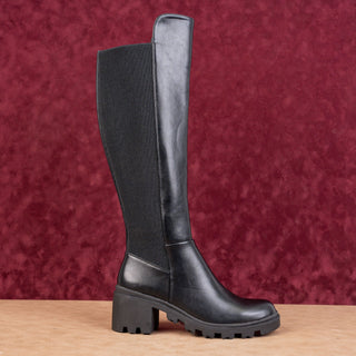 NY&C Women Aria Festival Party Black Vegan Leather Wide Calf Knee Boots sz 11