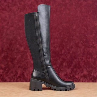 NY&C Women Aria Festival Party Black Vegan Leather Wide Calf Knee Boots sz 11