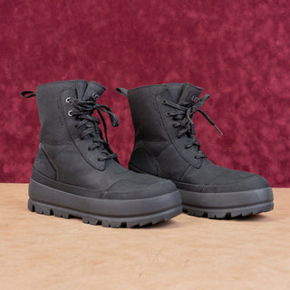 UGG Women The UGG Lug Platform Lace-up Black Leather Combat Boots sz 9