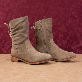 Sofft Wmn Sharnell Low Distress Beige Suede Waterproof Back Lace-up Boots 6.5