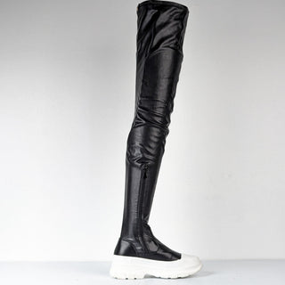 Azalea Wang Wmn Way Vegan Leather Stretch Platform Thigh High Festival Boots 7.5