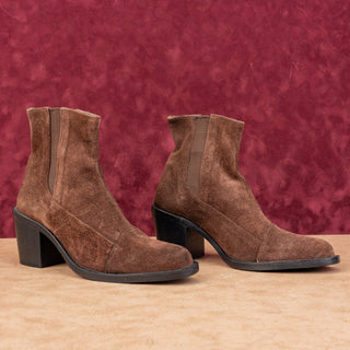 Gian Marco Women Brown Suede Vintage Retro90s Western Heeled Boots 7US EUR 37