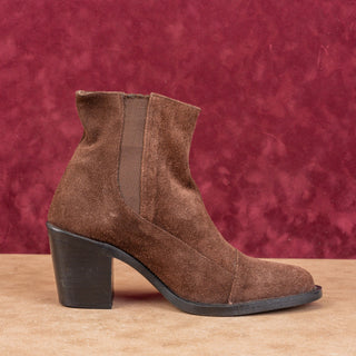 Gian Marco Women Brown Suede Vintage Retro90s Western Heeled Boots 7US EUR 37
