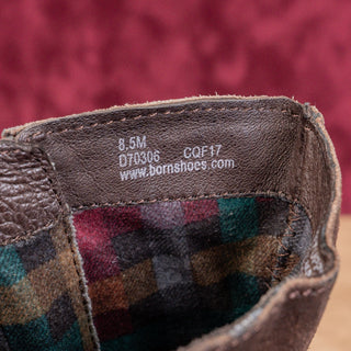 Born Women Oueva Brown Suede Zip Braided Moto Biker Ankle Boots sz 8.5