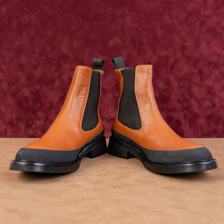 Frame Paris Women Holland Leather Rubber Brown Chelsea Ankle Boots 8US EUR 38.5