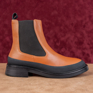 Frame Paris Women Holland Leather Rubber Brown Chelsea Ankle Boots 8US EUR 38.5