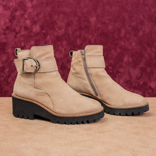 Paul Green Women Taupe Nubuck Leather Zip Wedge Ankle Boots 8US UK 5.5