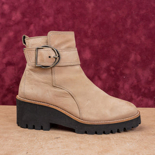 Paul Green Women Taupe Nubuck Leather Zip Wedge Ankle Boots 8US UK 5.5