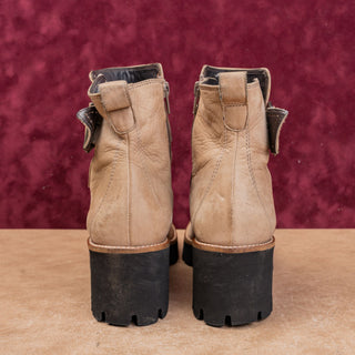 Paul Green Women Taupe Nubuck Leather Zip Wedge Ankle Boots 8US UK 5.5