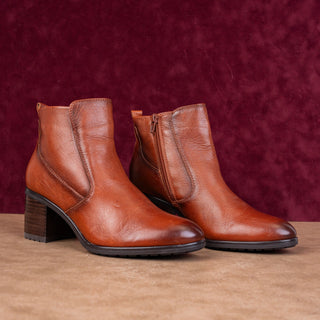 Naturalizer Women Laura Dress Summer Cognac Zip Leather ankle boots sz 7.5