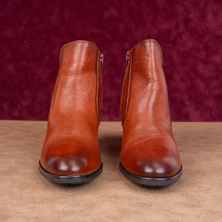 Naturalizer Women Laura Dress Summer Cognac Zip Leather ankle boots sz 7.5