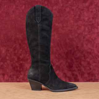 Dolce Vita Women Black Suede Western Cowboy Knee Zip Boots sz 8