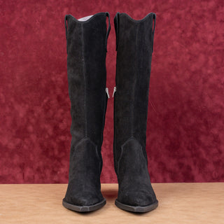 Dolce Vita Women Black Suede Western Cowboy Knee Zip Boots sz 8