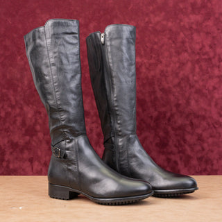 La Canadienne Women Strappy Black Leather Waterproof Riding Knee Boots sz 10