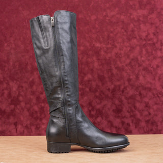 La Canadienne Women Strappy Black Leather Waterproof Riding Knee Boots sz 10