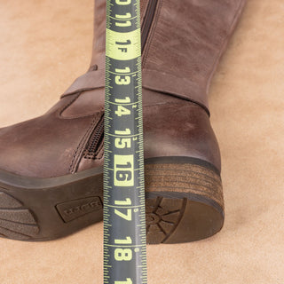 Born Women Saddler Brown Leather Wide Calf Riding Strap Knee Boots sz 9