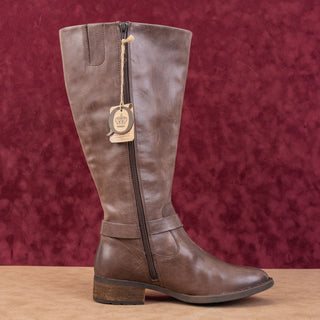 Born Women Saddler Brown Leather Wide Calf Riding Strap Knee Boots sz 9