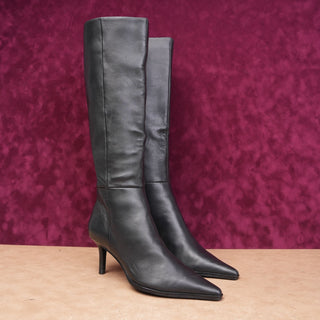 Steve Madden Women Lingo Black Leather Vintage Retro 90s Pointy Boots sz 6.5