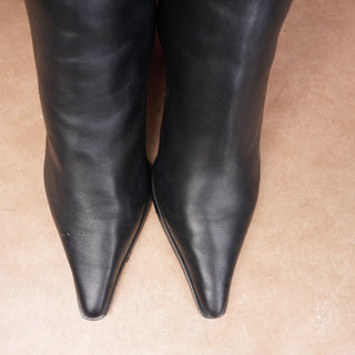 Steve Madden Women Lingo Black Leather Vintage Retro 90s Pointy Boots sz 6.5