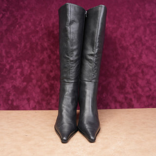 Steve Madden Women Lingo Black Leather Vintage Retro 90s Pointy Boots sz 6.5