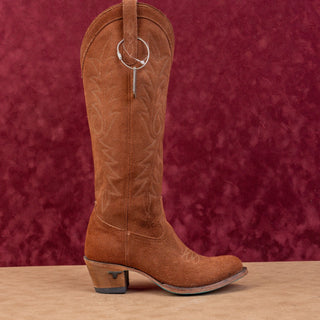 Lane Women Fire Away Brown Suede Western Cowboy Round Toe Knee Boots sz 6