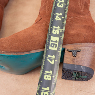 Lane Women Fire Away Brown Suede Western Cowboy Round Toe Knee Boots sz 6