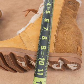 Sorel Women Joan Of Artic Wedge II Shearling Brown Nubuck Lace-up Ankle Boots sz 9.5