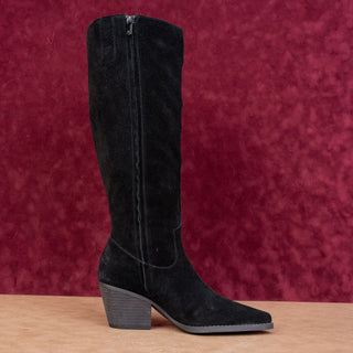 Sam Edelman Women Woods Black Suede Wide Calf Western Cowboy Boots sz 7.5