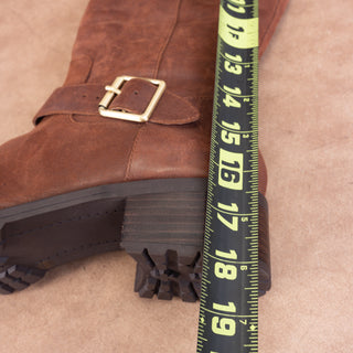 Sole Society Women Brown Leather Lug Sole Riding Buckle Knee Boots 8.5US EUR39