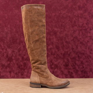 Born Women Britton Distress Brown Western Zip OTK Fashion Boots sz 6