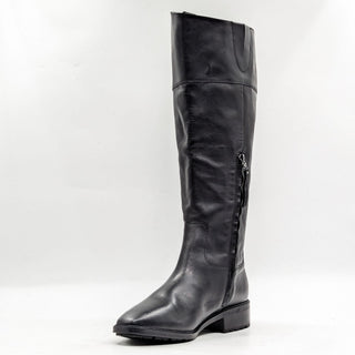 Sam Edelman Wmn Drina ATH Wide Calf Black Leather Snip Toe Lug Riding Boots 7.5