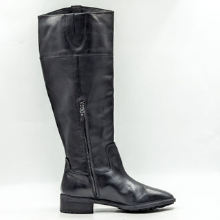 Sam Edelman Wmn Drina ATH Wide Calf Black Leather Snip Toe Lug Riding Boots 7.5