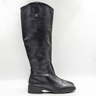 Sam Edelman Wmn Drina ATH Wide Calf Black Leather Snip Toe Lug Riding Boots 7.5