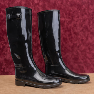 Hunter Wmn Original Refined Gloss Black Barn Farm Wellies Rubber Boots 9US EUR40