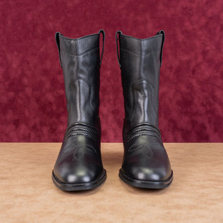 Bibi Lou Women Black Leather Cowboy Western Mid calf Boots sz 9US EUR39
