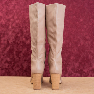 Cole Haan Women Glenda 60's Style Mauve Mist Leather Slip On Knee Boots sz 10.5
