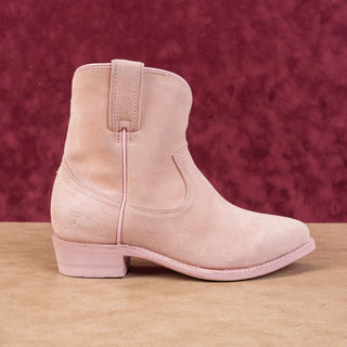 Frye Women Billy Short Tab Dusty Pink Suede Low Cowboy Western Boots size 6.5
