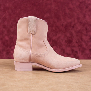 Frye Women Billy Short Tab Dusty Pink Suede Low Cowboy Western Boots size 6.5