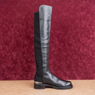 Stuart Weitzman Women 5050 Bold Stretch Fashion Black Leather OTK Boots sz 8.5