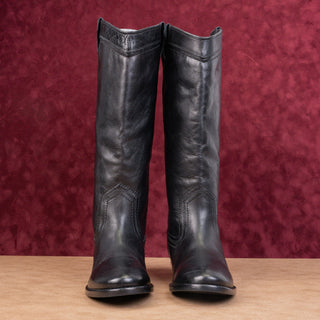 Frye Women Blair Black Leather Western Cowboy Wide Calf Knee Boots sz 8