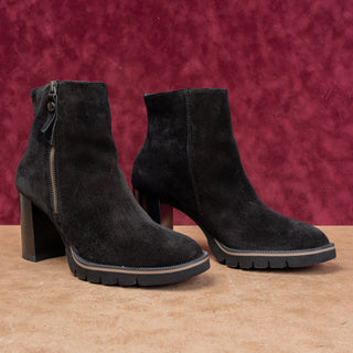 Paul Green Women Sloane Western Black Suede Heeled Zip Boots size 9.5US AUS7