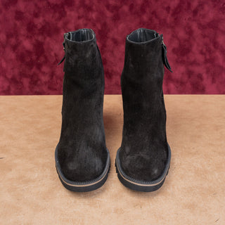 Paul Green Women Sloane Western Black Suede Heeled Zip Boots size 9.5US AUS7
