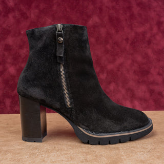 Paul Green Women Sloane Western Black Suede Heeled Zip Boots size 9.5US AUS7