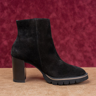 Paul Green Women Sloane Western Black Suede Heeled Zip Boots size 9.5US AUS7