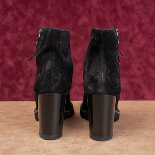 Paul Green Women Sloane Western Black Suede Heeled Zip Boots size 9.5US AUS7