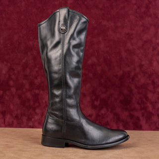 Frye Women Melissa Button Inside Zip Leather Black Riding Equestrian Boots sz 6