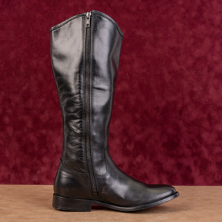 Frye Women Melissa Button Inside Zip Leather Black Riding Equestrian Boots sz 6