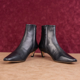 Bibi Lou Women Magda Black Leather Kitten Heel Dress Zip Ankle Boots 10US EUR40