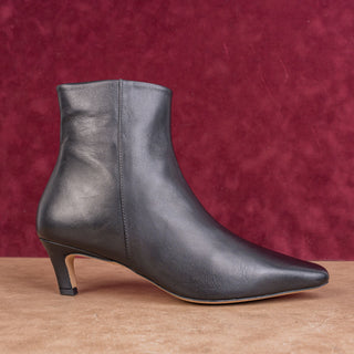 Bibi Lou Women Magda Black Leather Kitten Heel Dress Zip Ankle Boots 10US EUR40